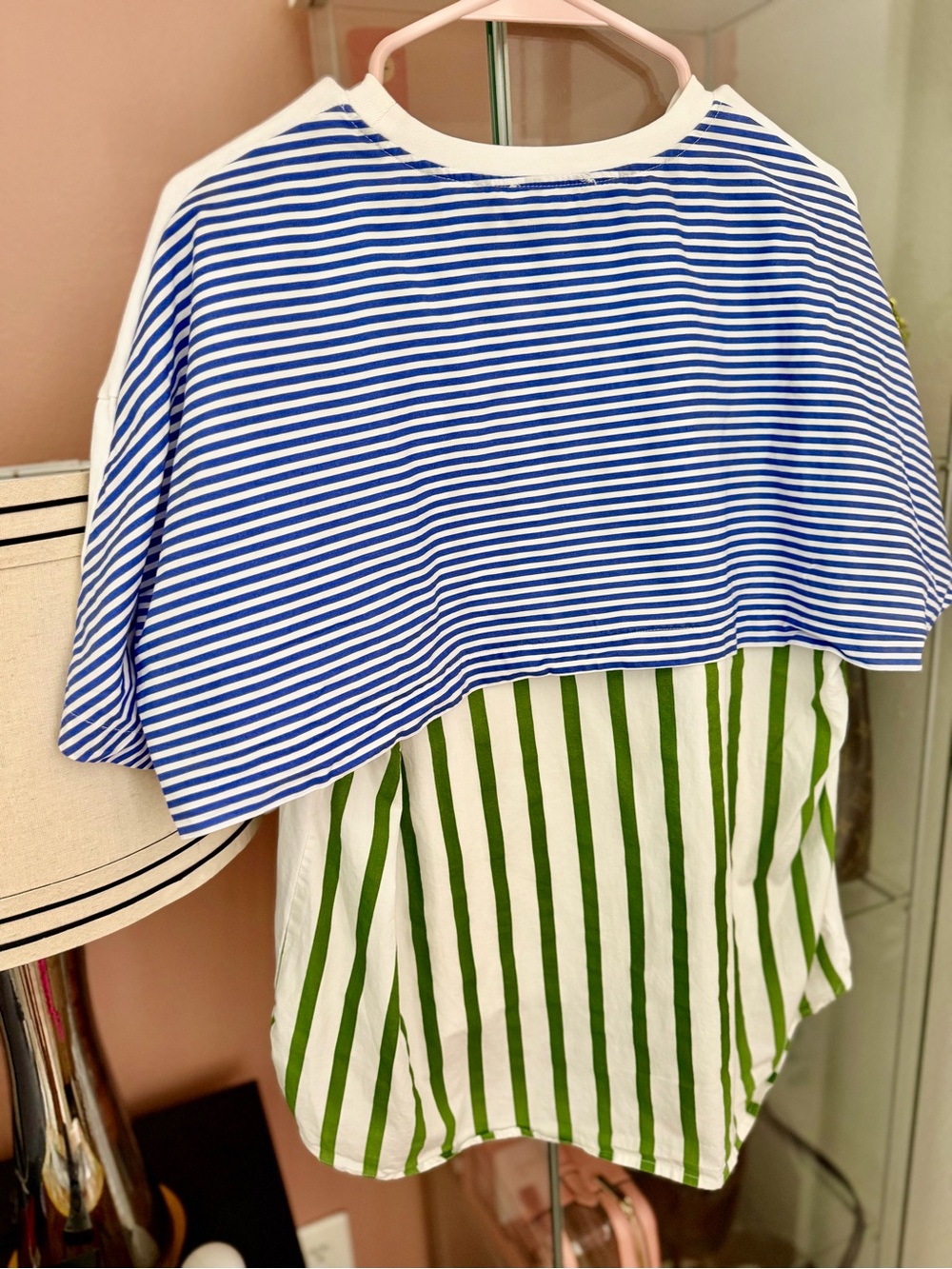 Zara Blue and Green Striped Short Sleeve Tee- SUPER CUTE AND STYLISH